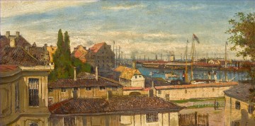 アマリエンボー宮殿の窓からコペンハーゲンの軍港を望むアレクセイ・ボゴリュボフの街並み Oil Paintings